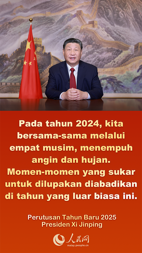 Petikan Utama Perutusan Tahun Baru 2025 Presiden Xi Jinping