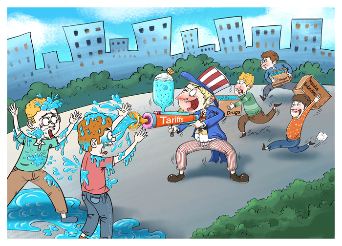 Kartun oleh Tan Xiguang. (Foto diperoleh untuk People’s Daily Online. Penggunaan tanpa izin adalah dilarang.)