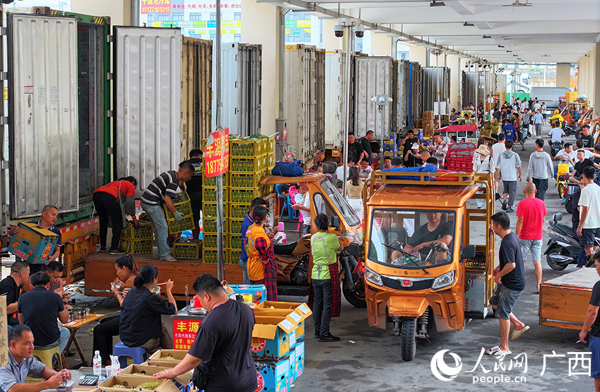 Suasana hiruk-pikuk di Pasar Borong Haijixing di Nanning. (People’s Daily Online/Fu Huazhou)