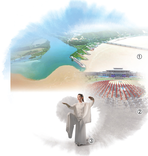 1.	Lokasi di mana Sungai Kuning dan Sungai Yiluo bertembung di kaunti Wenxian, di bandar Jiaozuo, Provinsi Henan di tengah China. (Foto ihsan Jabatan Publisiti Jawatankuasa Pusat Parti Komunis China Kaunti Wenxian) 2.	Persembahan Tai Chi berskala besar dianjurkan di kaunti Wenxian, bandar Jiaozuo, Provinsi Henan di tengah China. (Foto oleh Xu Hongxing) 3.	Seorang penggiat vlog mencuba Tai Chi di kaunti Wenxian, bandar Jiaozuo, di Provinsi Henan, tengah China. (Foto oleh Wu Wei)