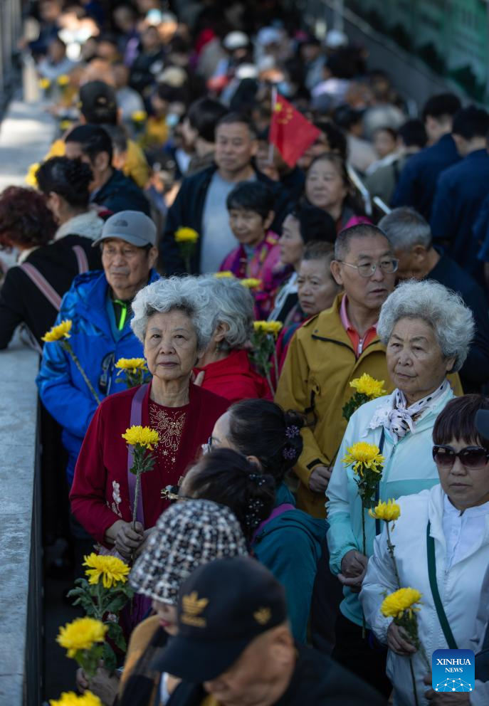 Orang ramai beratur untuk memasuki Dewan Pameran Bukti Kekejaman Jenayah Unit 731 Askar Imperial Jepun di Harbin, Provinsi Heilongjiang pada 16 September 2025. (Xinhua/Zhang Dawei)